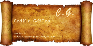 Czár Géza névjegykártya